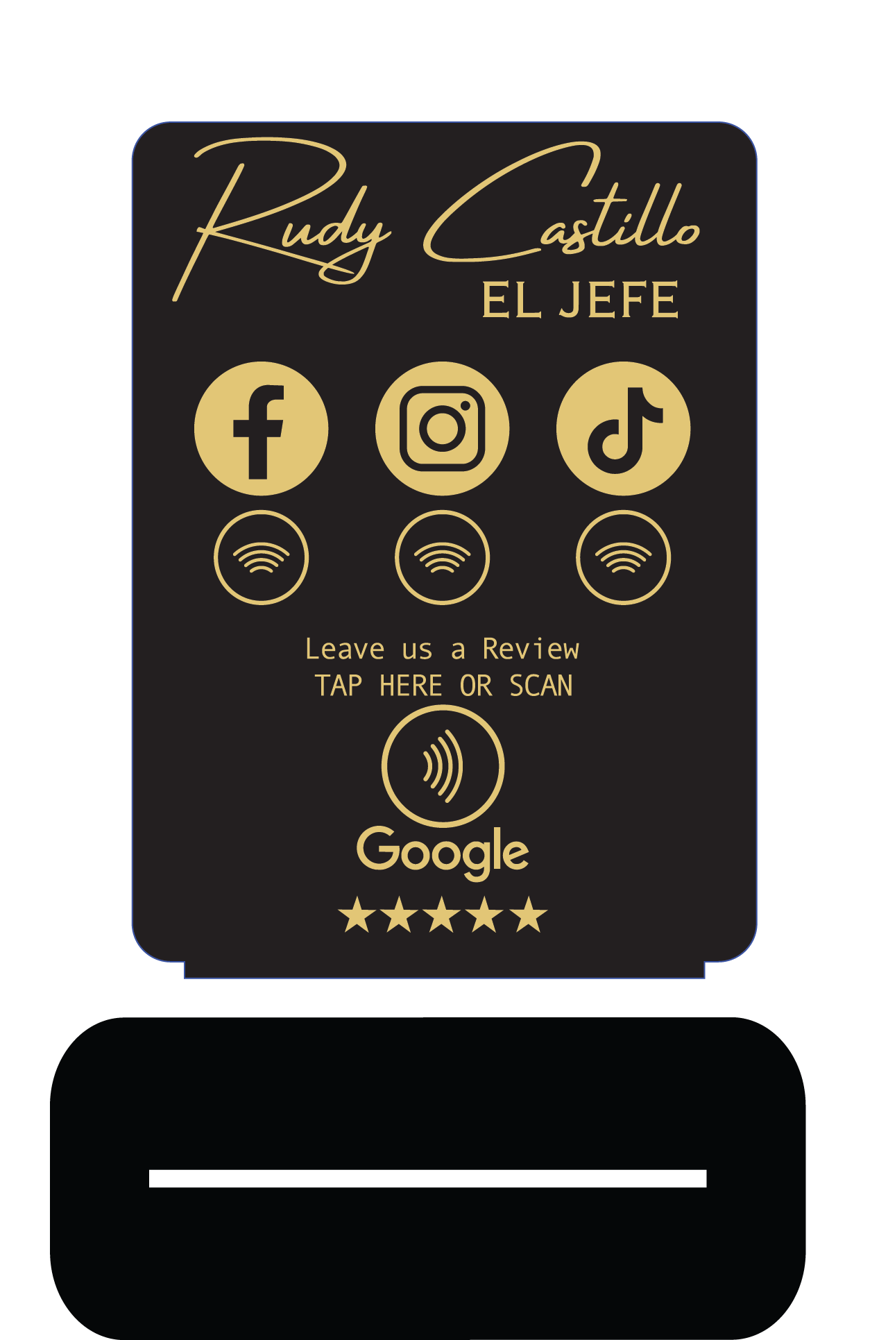 Custom Social Media & Review Sign (8” x 6”) | Acrylic Business Display with Tap or Scan Feature | Flat Base Design